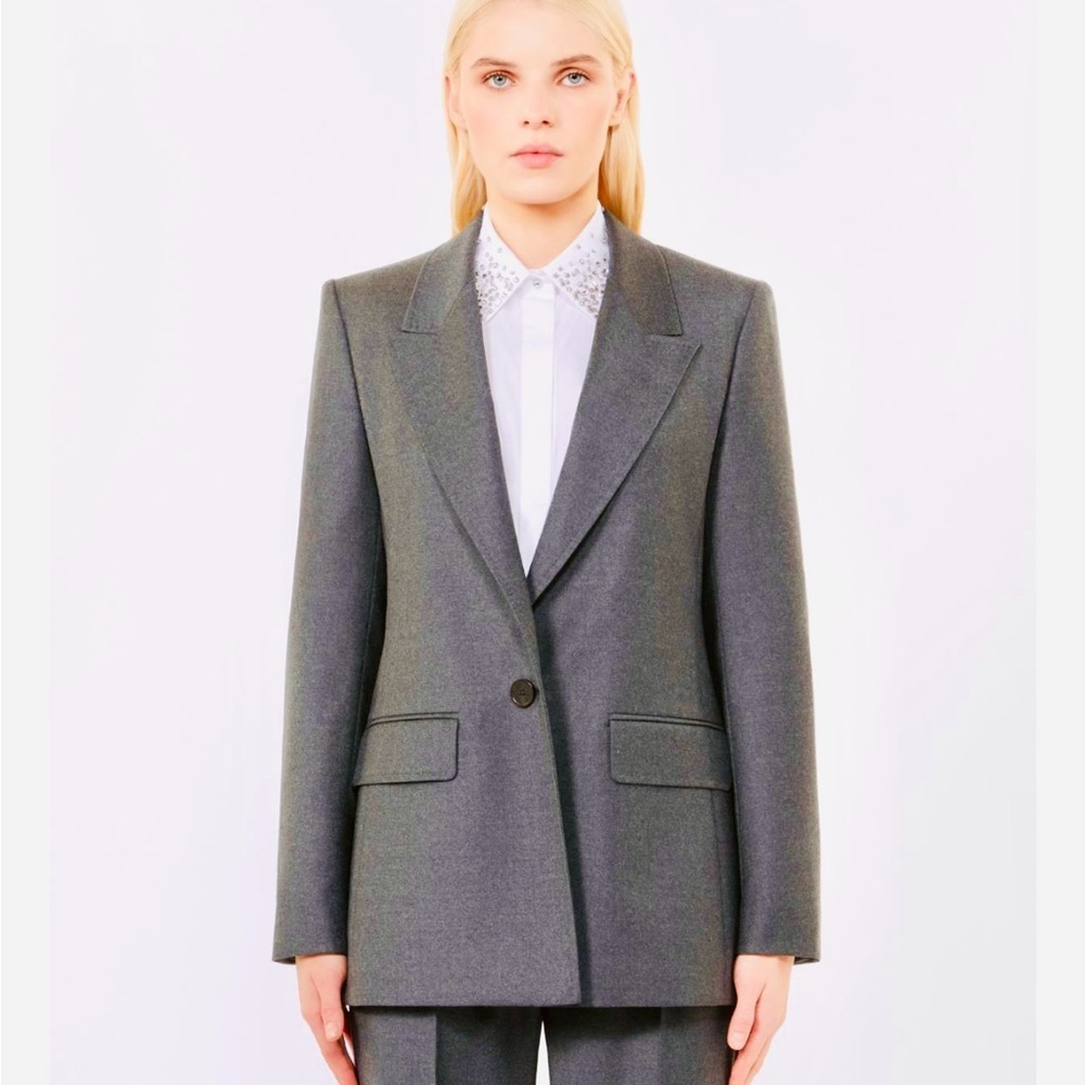 Max mara luxury gray blazer suit jacket large lightweight